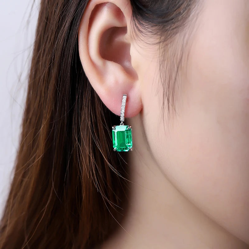 Gemfiori 18k gold 12*9mm 4.3ct lab grown hydronemerald diamond fashion drop earring from custom Gemfiori