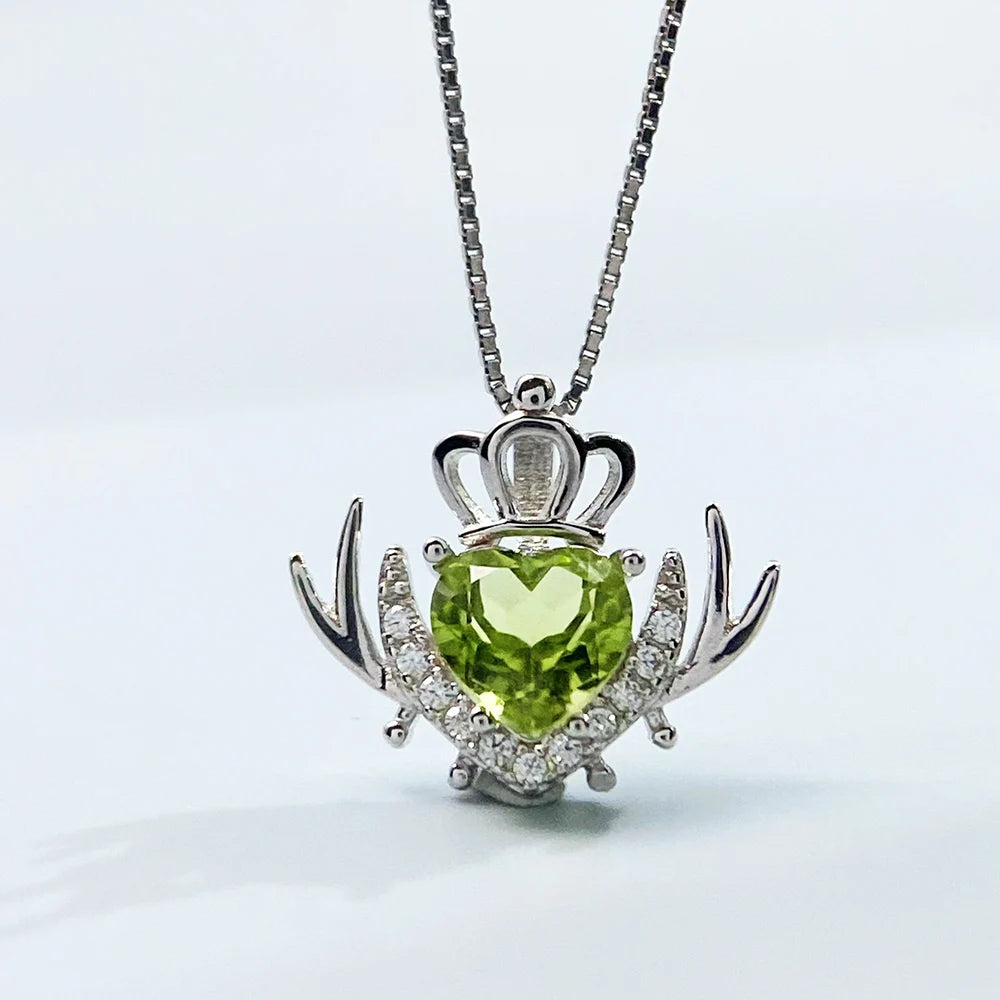 Gioiellieri Natural Green Peridot Pendant with S925 Sterling Silver for Women Elegant Gemstone Necklace Healing Energy Crystal Luxury