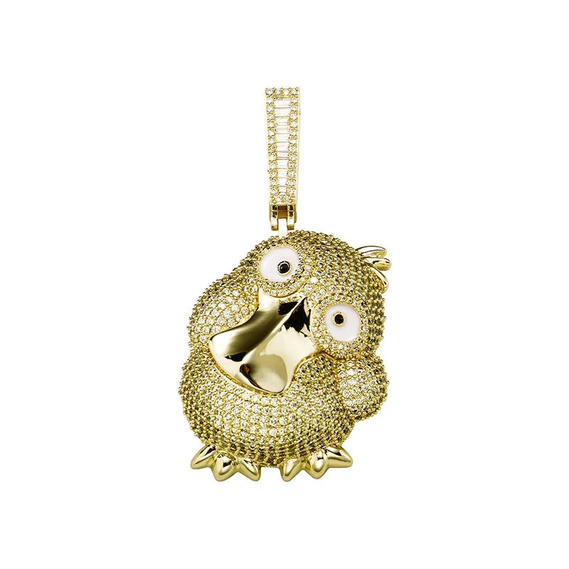 S&S High Quality Animal Accessible Duck Jewelry Pendant with Micro Inlaid Zircon Niche Design Simple Hip-hop Necklace