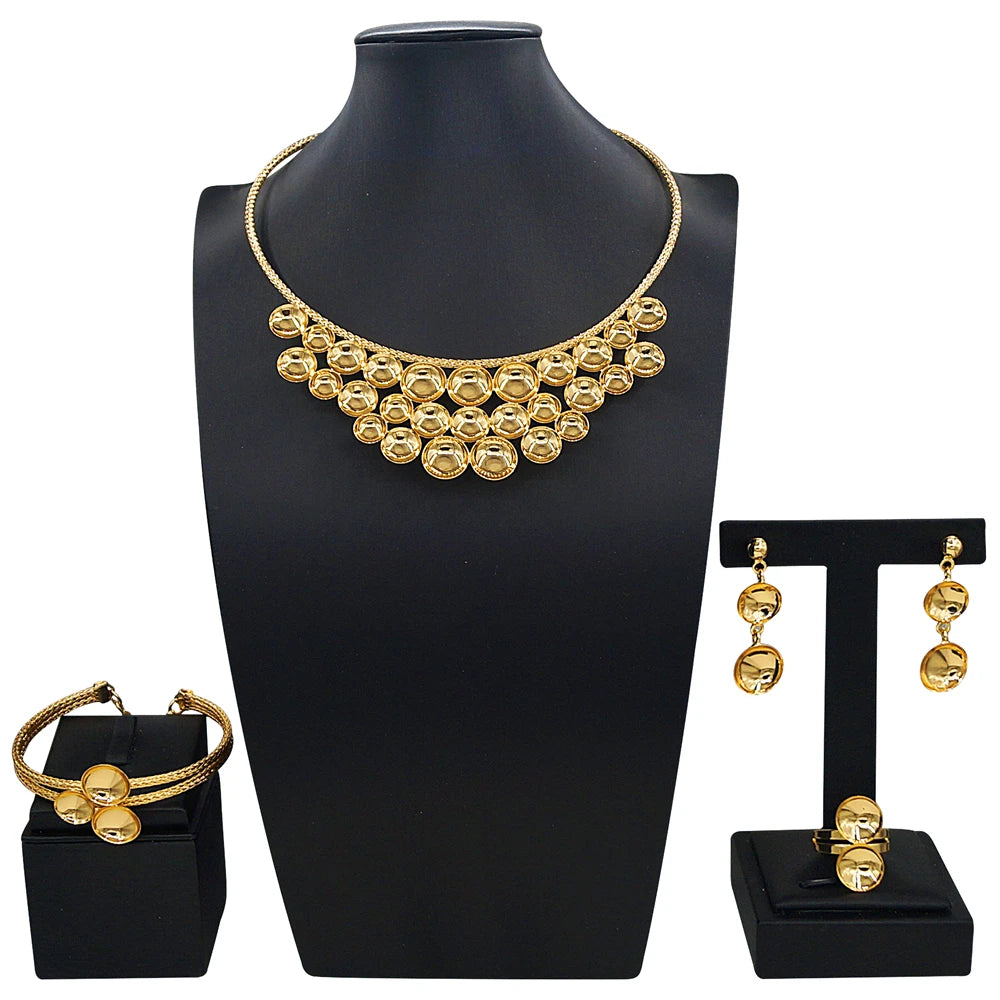 Zhuerrui Italiano Gold Designs Women Jewellery Set Party Fine Costume Jewelry Set Luxury Big Necklace Jewellery Sets X0010530