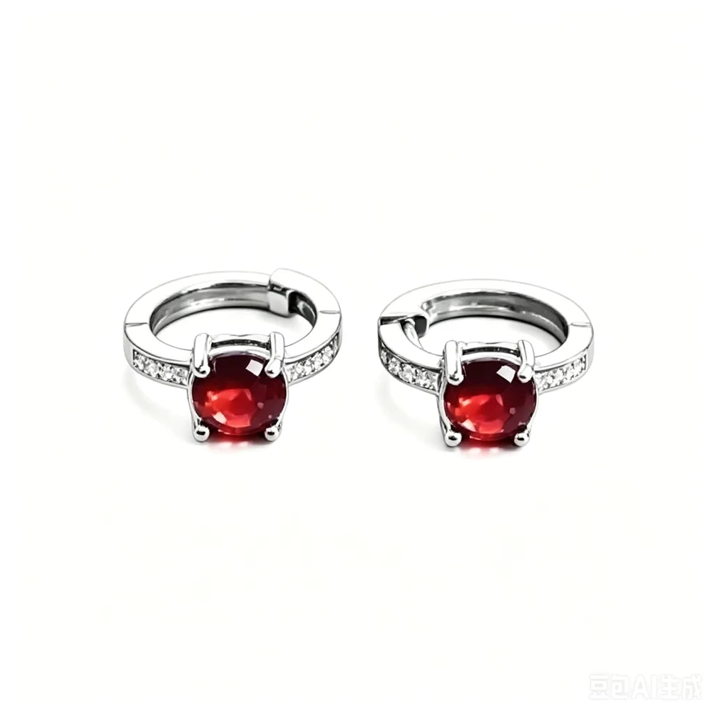 REDheart Garnet Hoop Earrings Accent Rhodium Plated Fashion Jewelry Bulk 925 Sterling Silver Women Earrings