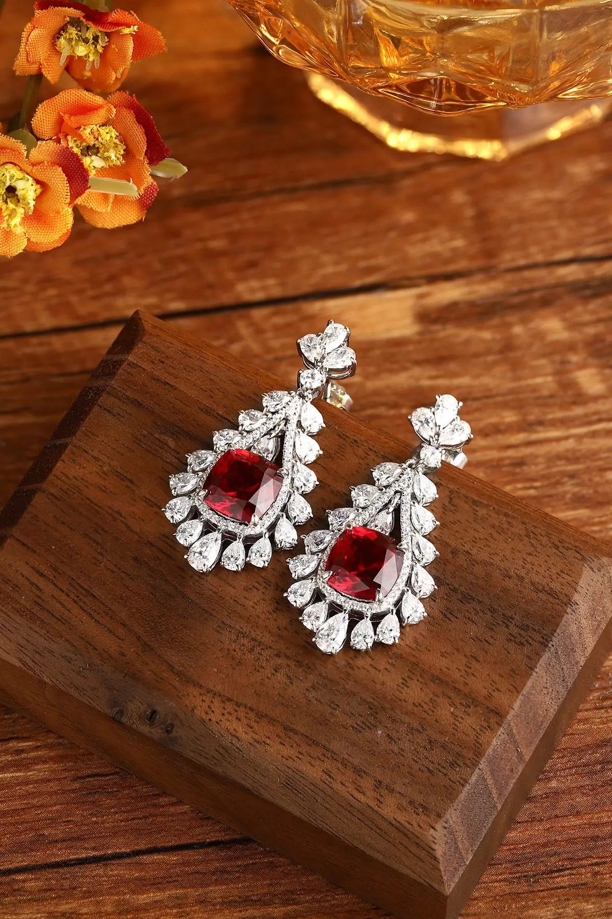 Gemfiori Anster High Quality S925 Lab Grown Ruby Earring Stud Dainty Gemstone Stud Earrings for Women Daily Wear Gift