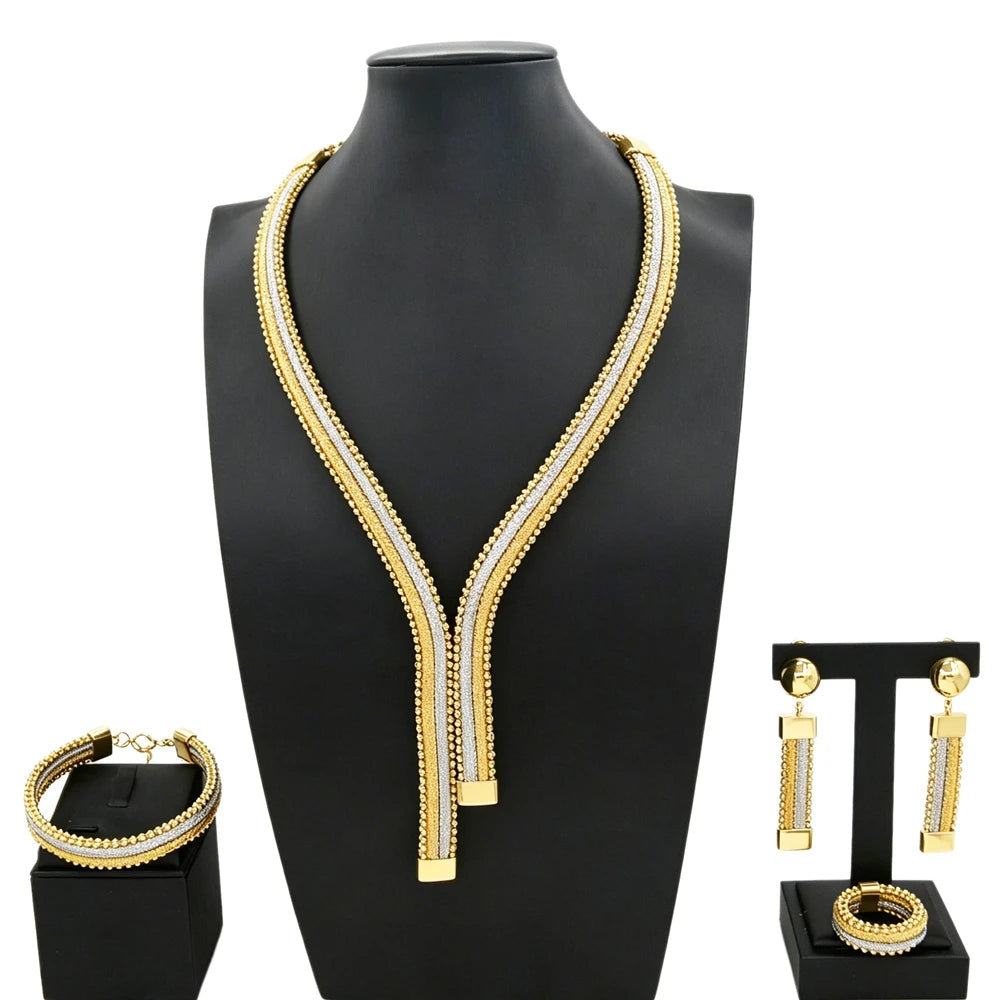 Italian Jewelry Set Alloy Brazilian Jewelry Sets Wedding Party Pendant Necklace Bracelet Ring Earrings Jewelry Set HS2602025