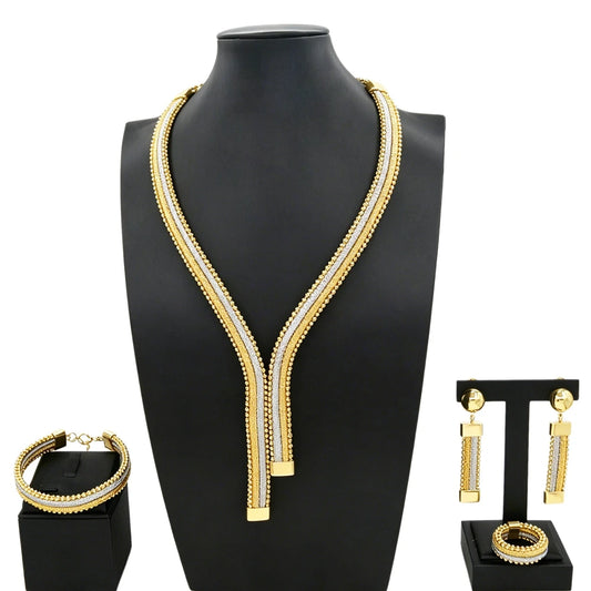 Italian Jewelry Set Alloy Brazilian Jewelry Sets Wedding Party Pendant Necklace Bracelet Ring Earrings Jewelry Set HS2602025