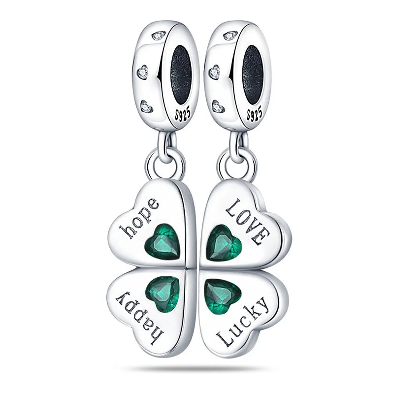 S&S Four Leaf Clover Zircon & Enamel 925 Silver Jewellery | Rings, Earrings, Bracelet & Pendant | S&S Collection
