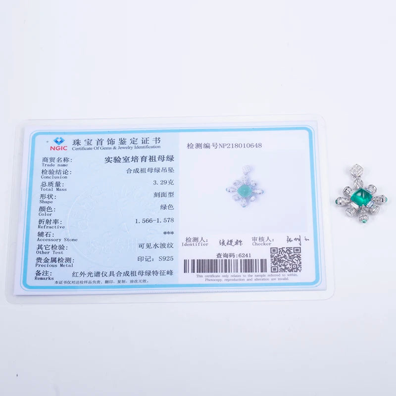 Messi Jewelry  925sliver Moissanite  Lab Emerald Pendant Best  Birthday Gift for Women