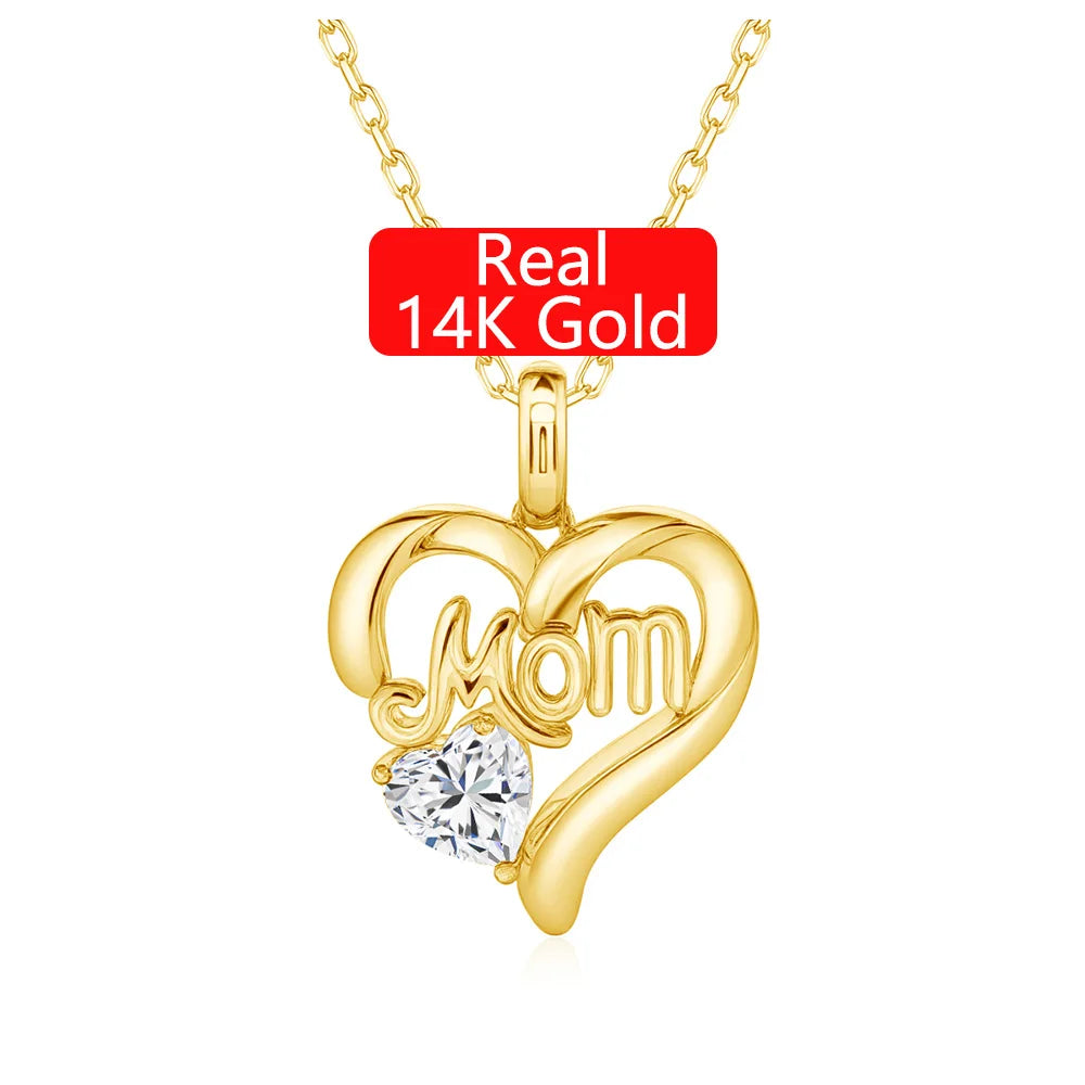 Gioiellieri Fine Jewelry Manufacturer MOM Daughter Affection 0.5ct Moissanite Hollow 14K Gold Mother's Day Gift Heart Pendant