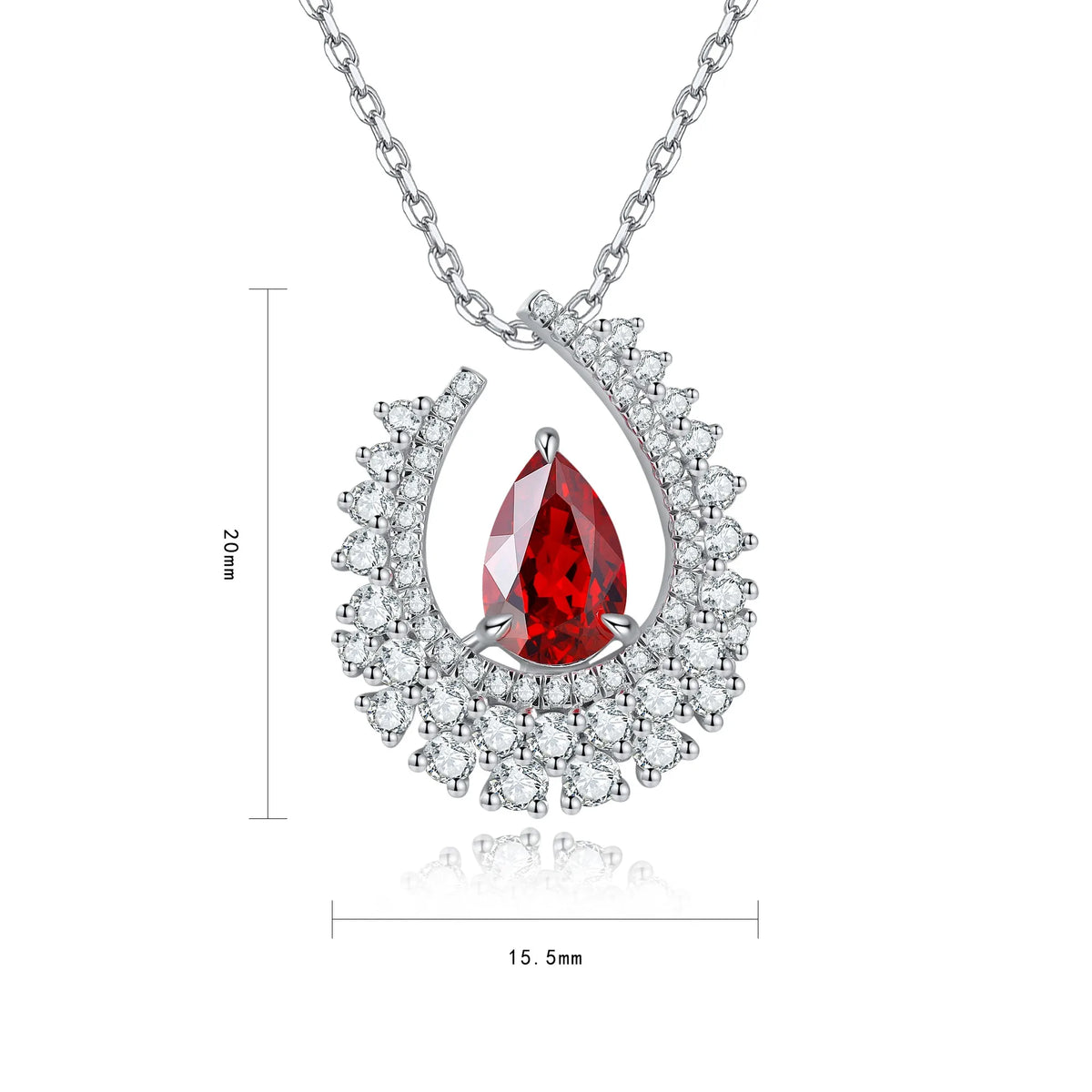 Gemfiori Anster 925 Sterling Silver High-quality Cultivated Ruby Necklace - Suitable for Parties or As a Gift