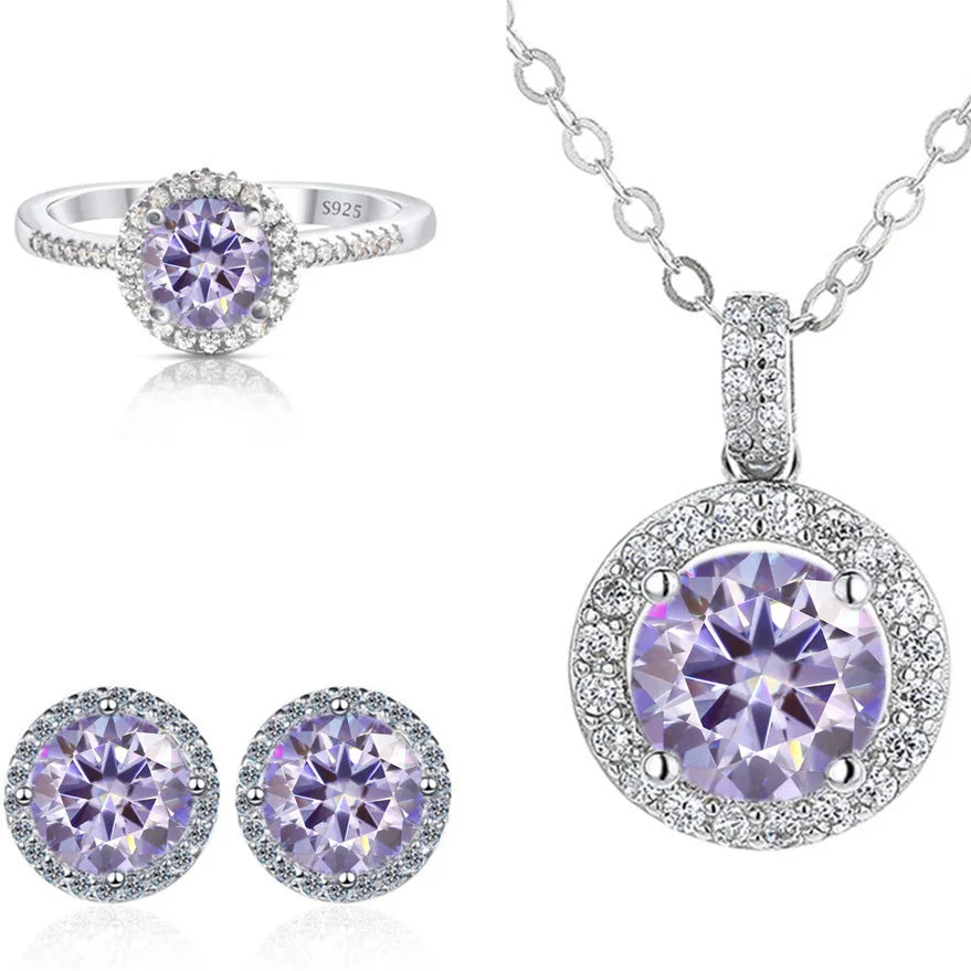 SPECIAL OFFER -REDheart Color Moissanite Party Jewelry Set for Women Necklace Ring Earrings S925 Sterling Silver with GRA Certificate