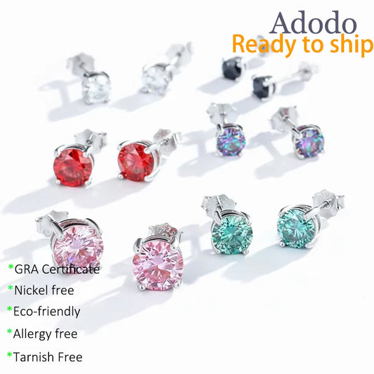ArtistA Aurora Dew Solitaire Moissanite Stud Earrings in 925 Silver