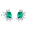 Gemfiori S925 Silver Lab-Grown Diamond Zambian Emerald Trendy Drop Earrings for Wedding & Party