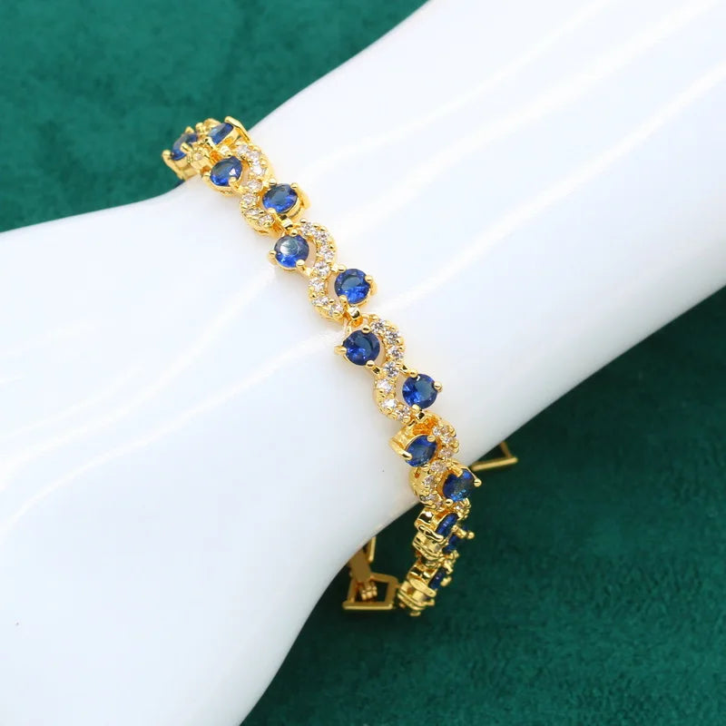 Luxury Platinum Plated Copper Alloy Trendy Geometric Beaded Bracelets for Women with AAA Zirconia-Wedding Engagement Gift