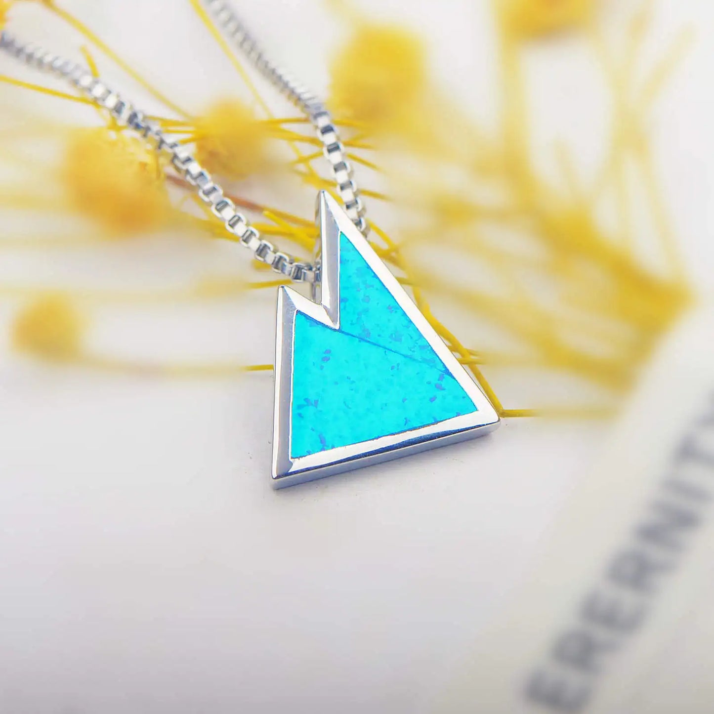 Geometric Silver Plated Copper Alloy Opal Lariat Necklace for Women Aobao