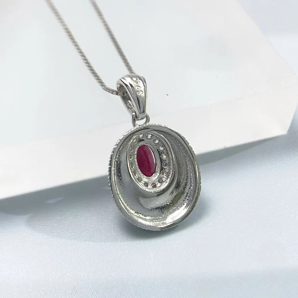 Gioiellieri Ruby Pendant for Necklace with Natural Red Gemstone 925 Sterling Silver July Birthstone Fine Jewelry Luxury Engagement Wedding