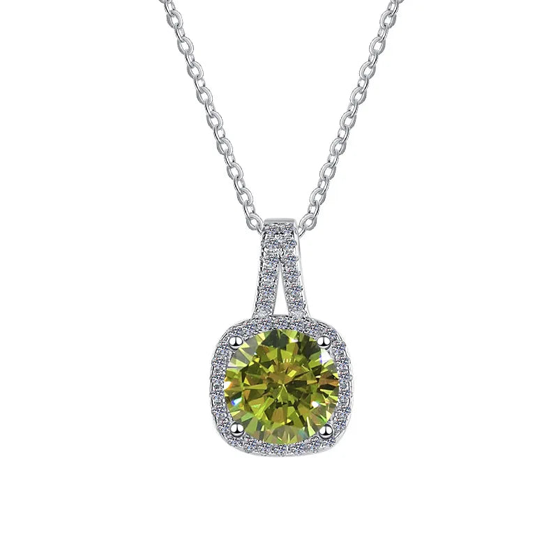 925 Sterling Silver 18K Gold Plated Luxury Pendant with Prong Set Loose Moissanite 1-2 CT Brilliant Cut Women's Wedding Gift