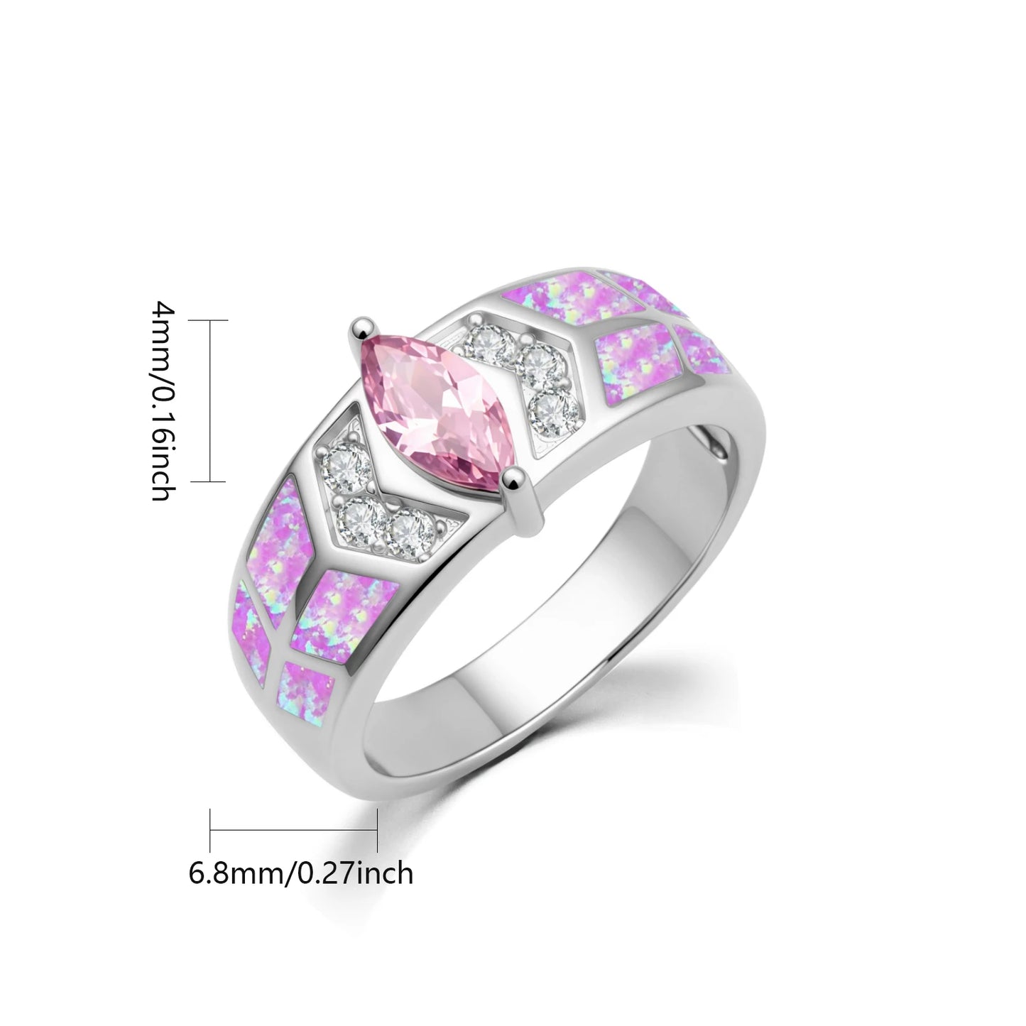 Rhombus Opal Twisted Ring | Iridescent Gem Inlay Band | Nature-Inspired Fashion Jewelry for Women Trendy Wear