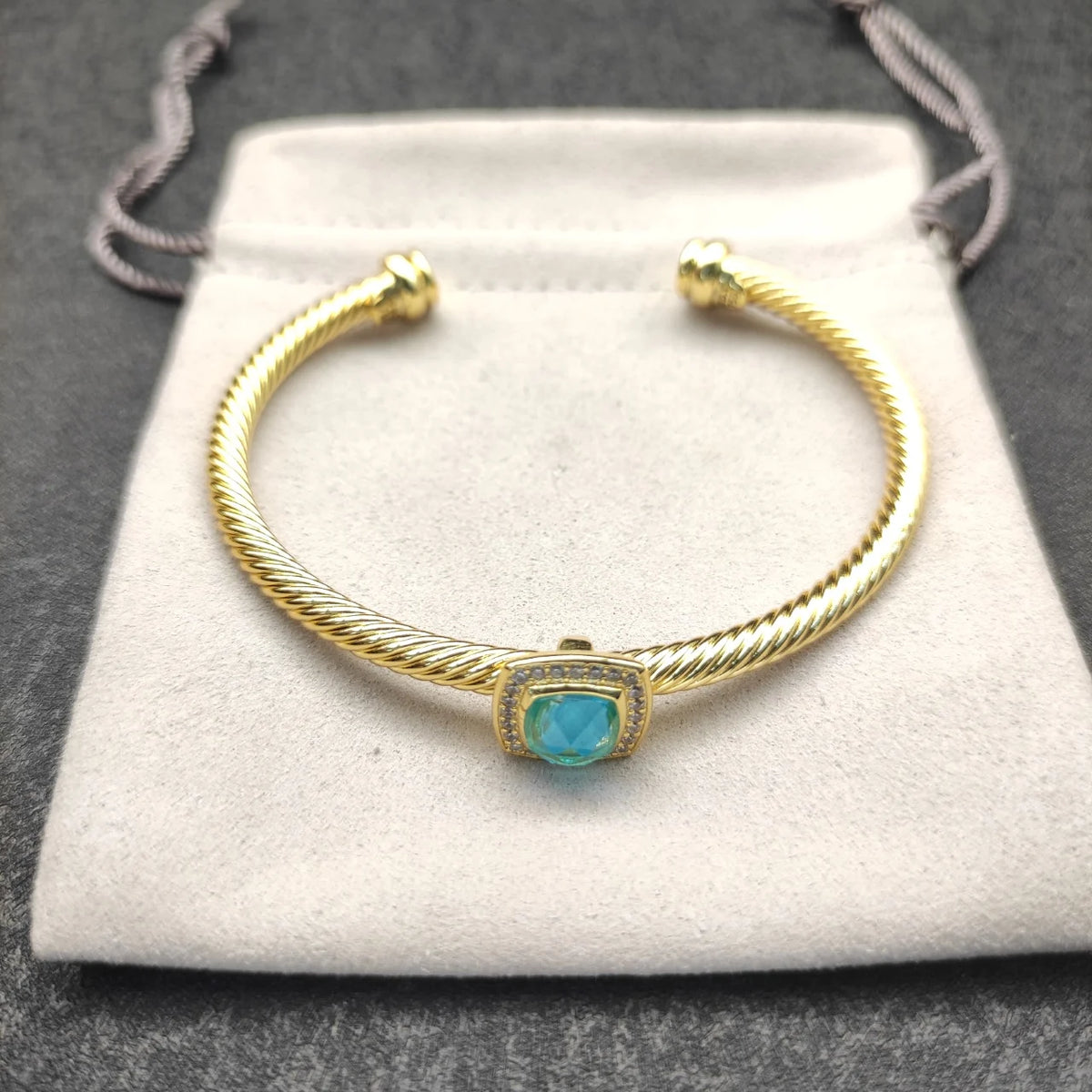 FASHIONISTA DY High-Quality Gold-Plated 4mm Square Diamond Bracelet, Fashionable Colored Diamond Bracelet, Jewelry