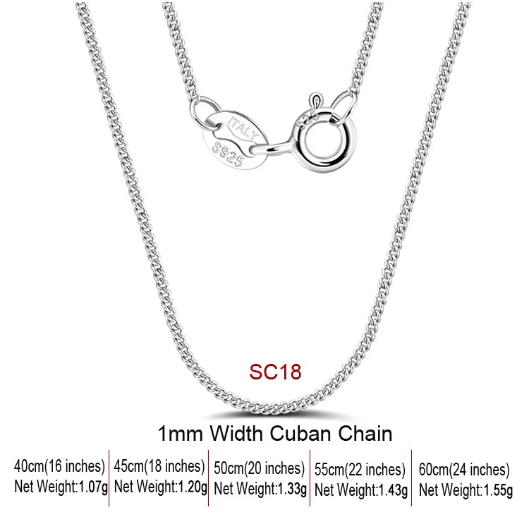 S&S 925 Sterling Silver Chain Necklace — Rope, Figaro, Cuban & Box | S&S Collection