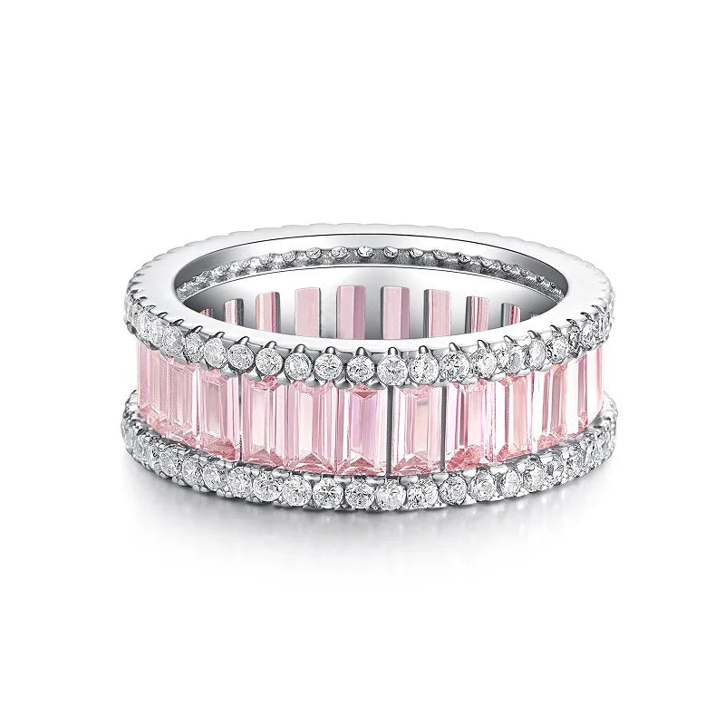 Wholesale Waterproof 5A 8A Pink Cubic Zirconia Rings 925 Sterling Silver OEM ODM Custom Factory Direct Ring Jewelry Manufacturer