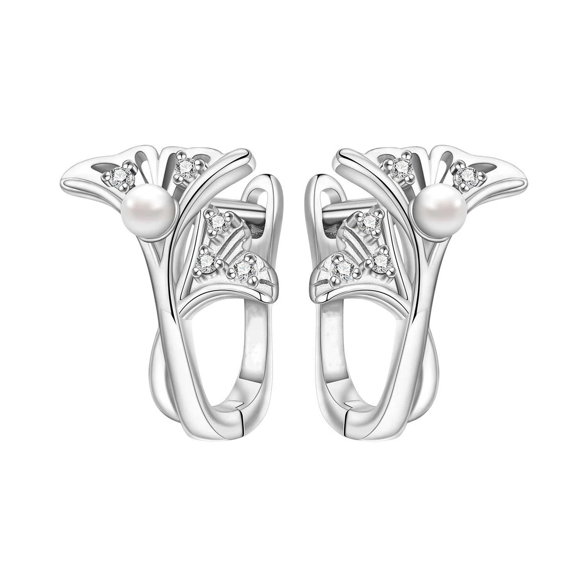 S&S Zircon Plant & Maple Leaf Hoop Earrings — S&S Collection