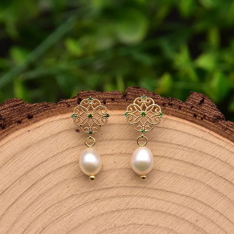 New Jewelry Yiwu Wholesale Gold Plated Natural Pearl Earings Jewelry Women Korean Wholesale Bulk 18K Gold Plated Jewelry