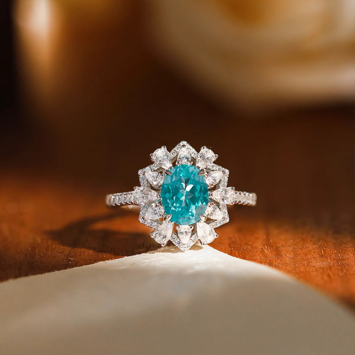 Lab Grown Paraiba Cluster Statement Jewelry Parure Rhodium Plated 925 Sterling Silver Gemstone Jewelry Set for Ball Accessories