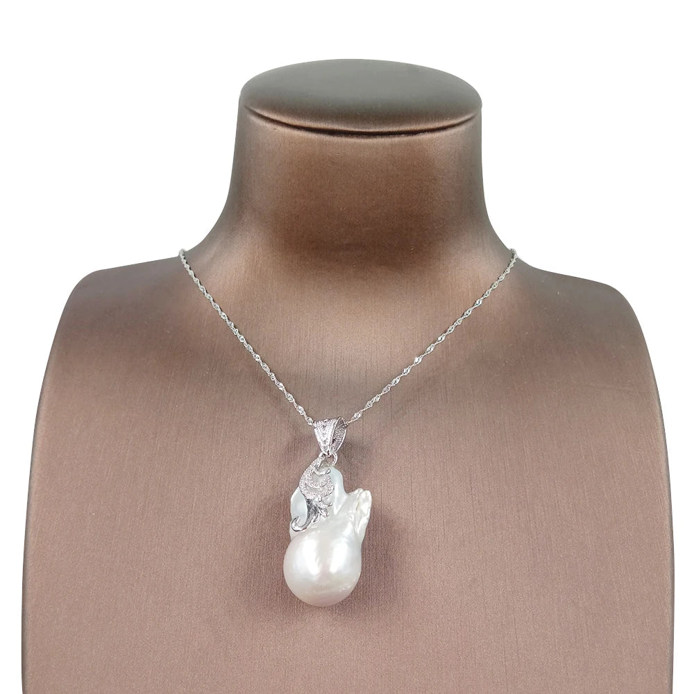 Fashion Choker Jewelry Set 925 Silver Big Baroque Freshwater Pearl ,100% Natural Gold Plated Wedding Party WOMEN'S Gift Unisex
