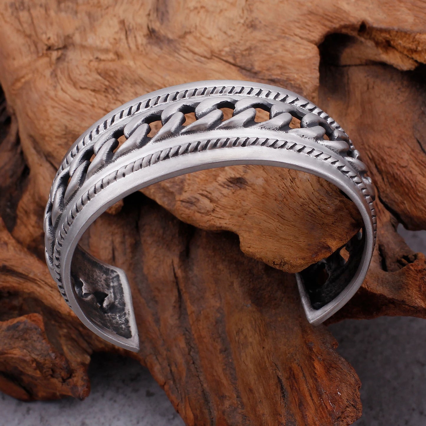 KALAEN Stainless Steel Brushed Matte Link Chain Bangles for Men