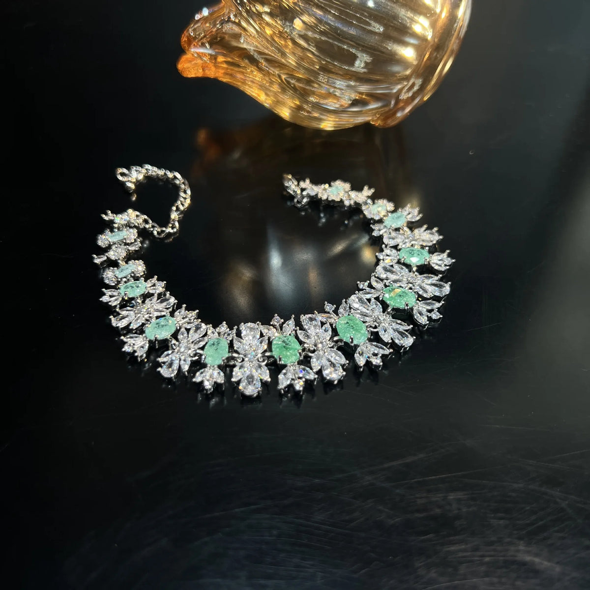 S&S Sapphire Zircon Necklace, Italian Exquisite Craftsmanship, Fashionable and Luxurious Jewelry for Dinner Ceremonies
