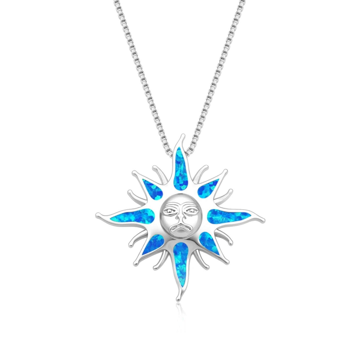 TikTok Must-Have Copper Silver Plated Blue Opal Pendant | Minimalist Starfish Link Chain Women's Necklace Gift Occasions