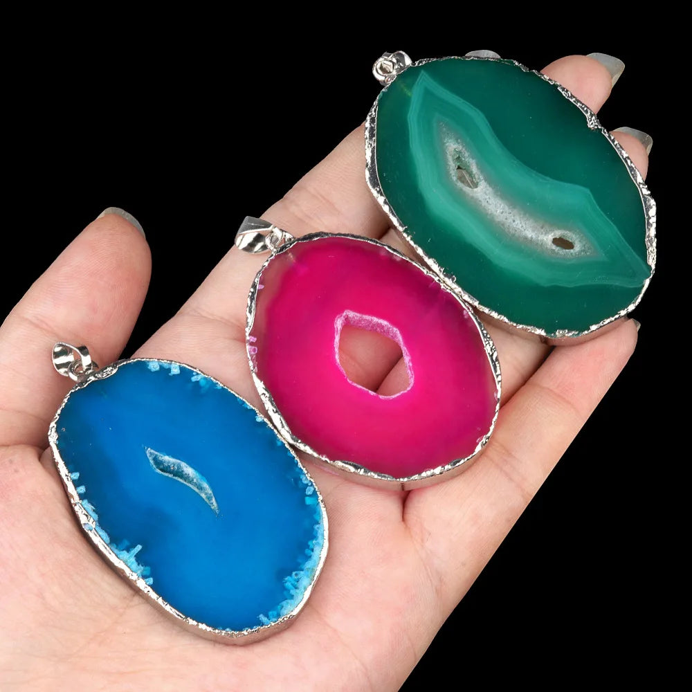 XOTICA Natural Stones Agate Crystal Pendant Gold Plated Gemstone Druzy Necklace Pendants for Women Fashion Jewelry
