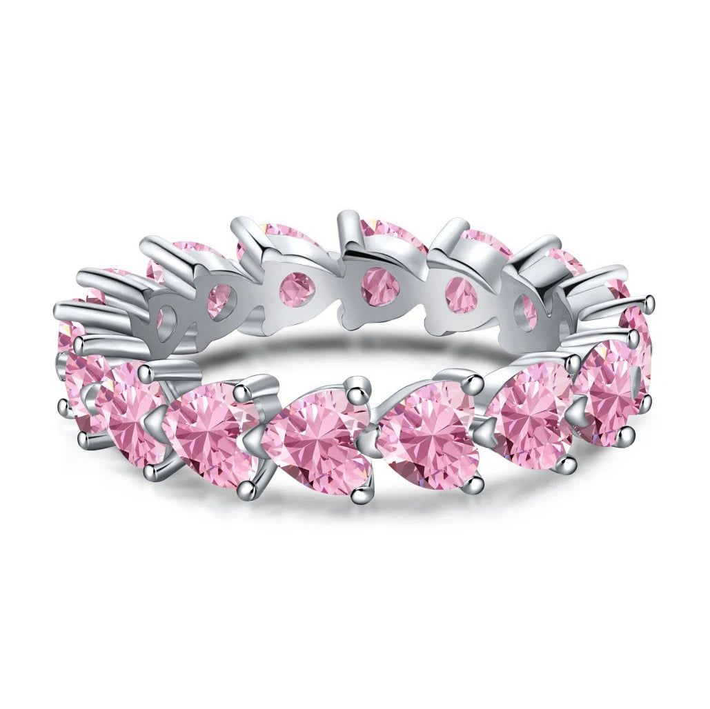 Wholesale Waterproof 5A 8A Pink Cubic Zirconia Rings 925 Sterling Silver OEM ODM Custom Factory Direct Ring Jewelry Manufacturer