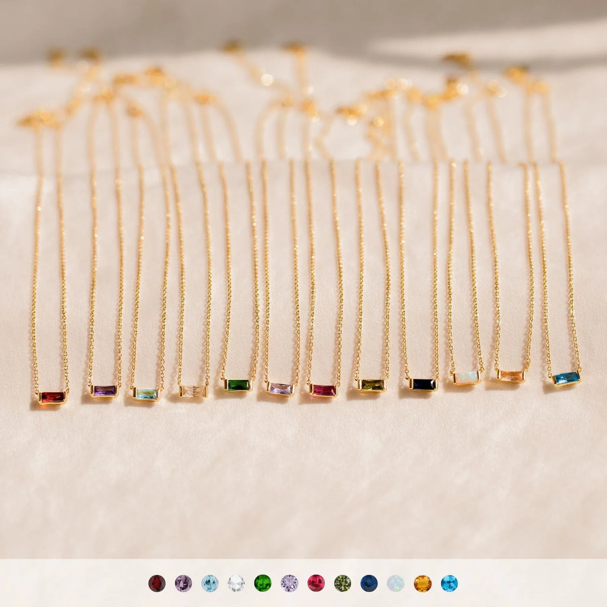 Women Girls 925 Sterling Silver Birthstone Necklace Gold Plated 12 Colors Cubic Zirconia Choker Jewelry Wholesale Manufacturer