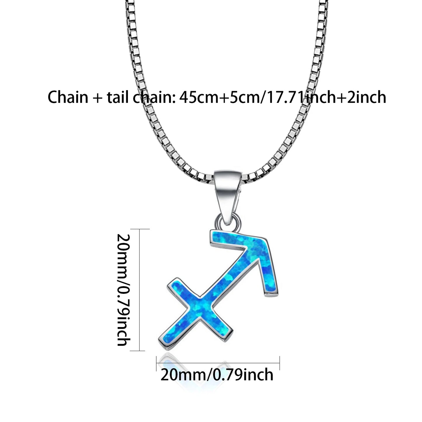 Vintage Silver Plated Box Chain Nested Diamond Pendant Necklace Aobao Opal Inlaid Geometric Fashion Jewelry Gift