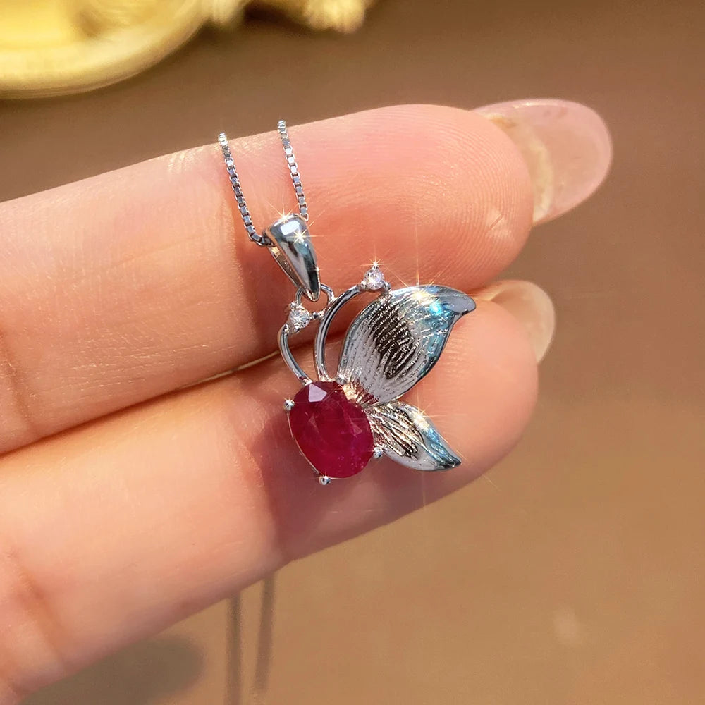 Gioiellieri Natural Ruby Sterling Silver Gold Plated Exquisitely Crafted Claw Setting Gemstone-Inlaid CMA Women's Anniversary Gift Party