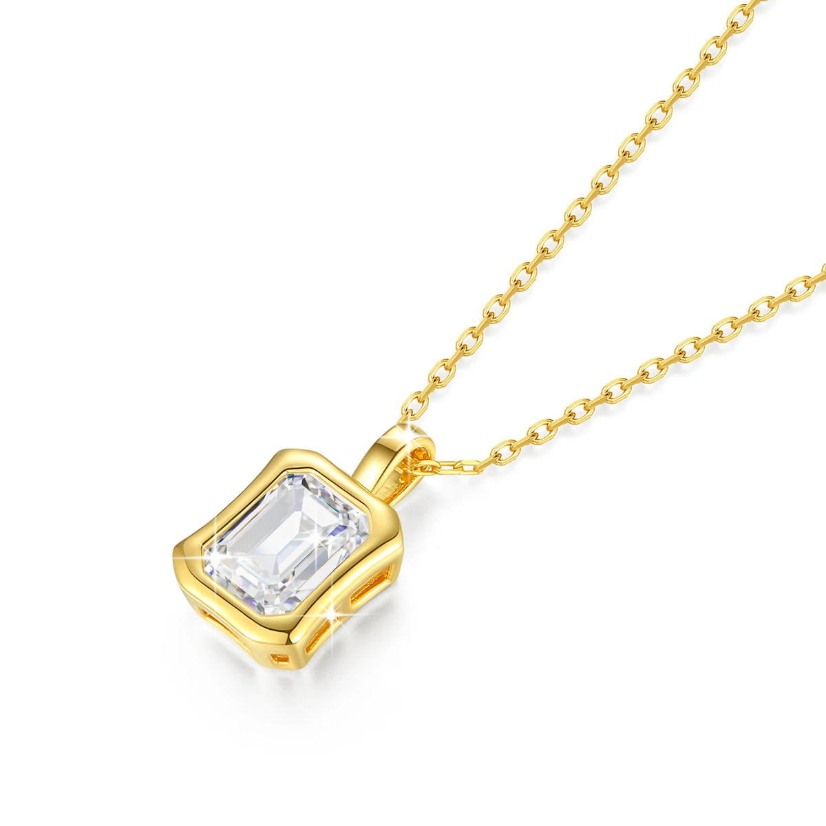 Gioiellieri Luxury Jewelry Manufacturer Gold Bezel Set Woman Gift New Year 21 Carat Emerald Hard Hollow 14K Gold Pendant Necklace
