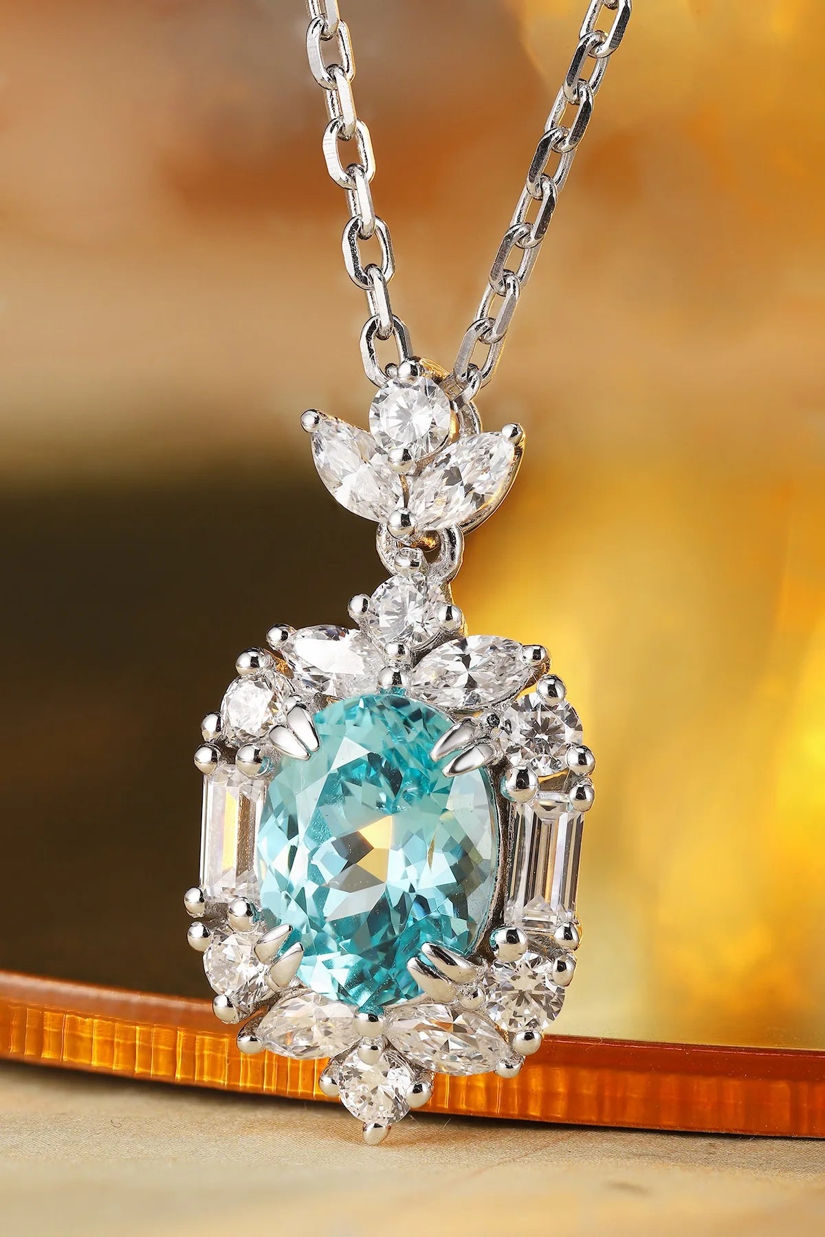 Gemfiori Anster 925 Sterling Silver High-quality Cultivated Paraiba Necklace - Suitable for Parties or As a Gift