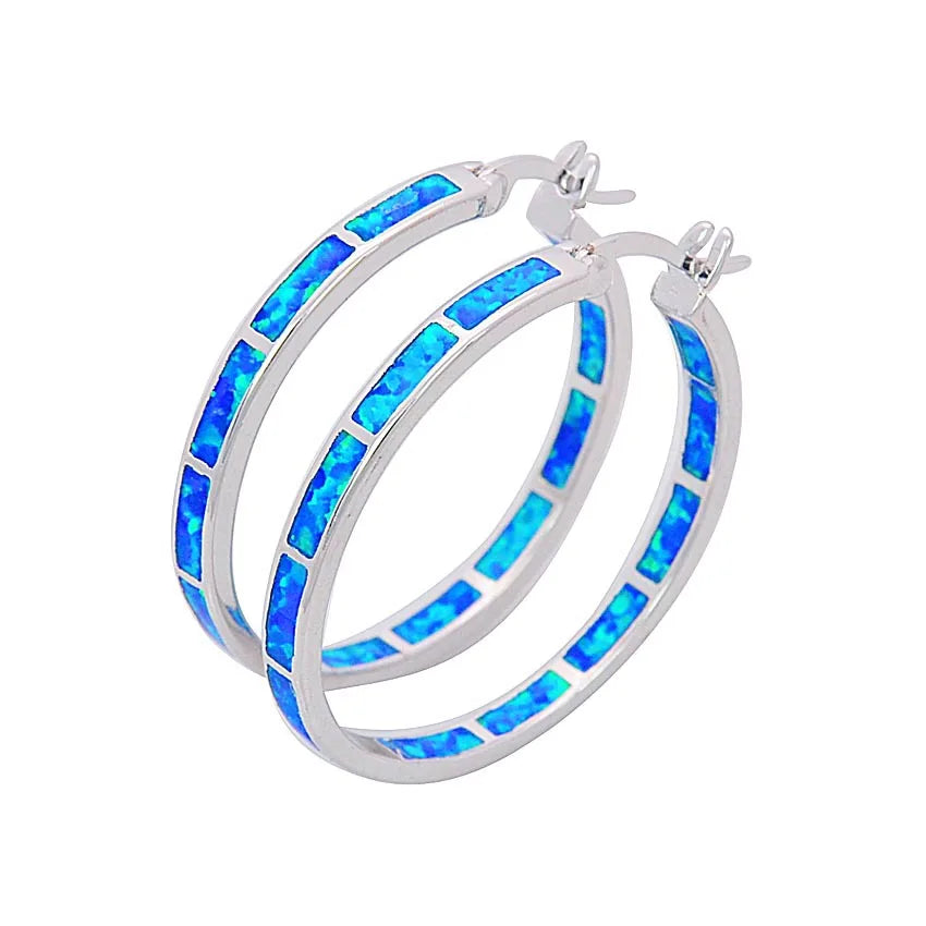 Elegant Aobao Women's Brass Geometric Bohemian Christian Drop Earrings Silver Plated Opal 30mm Multi-Hue Design Dainty Gift