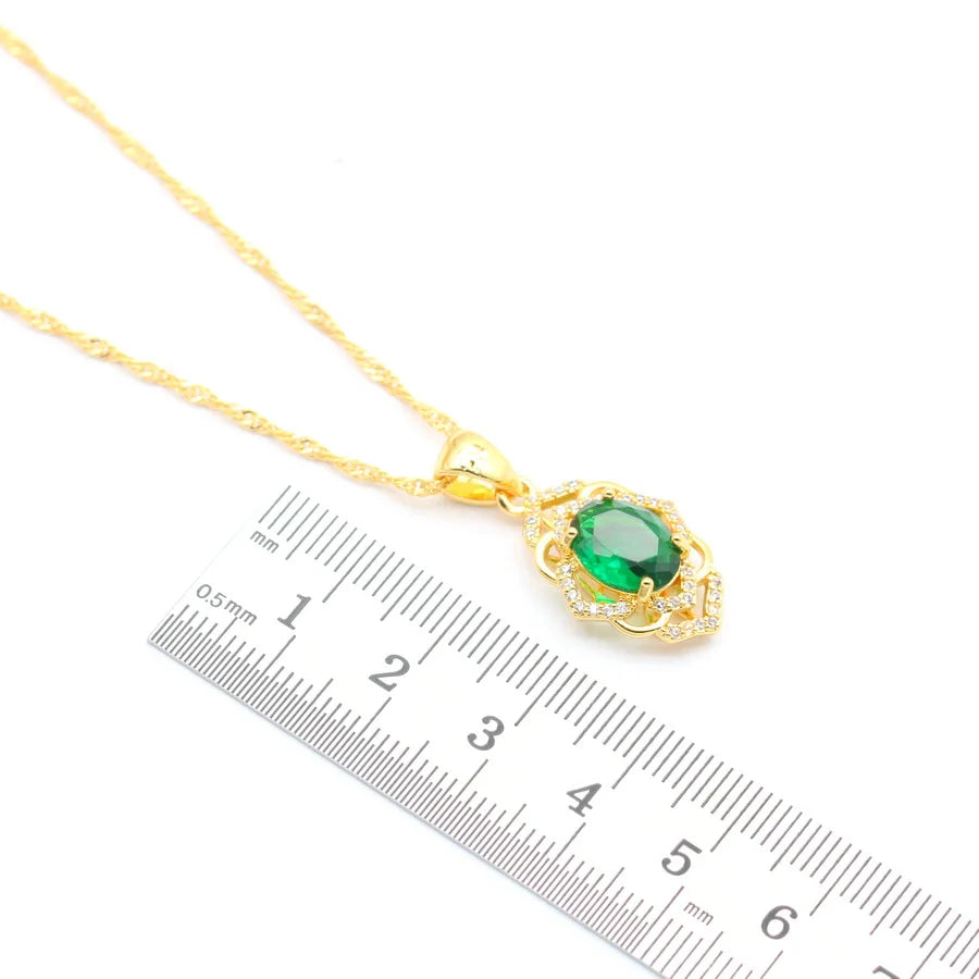 XOTICA 2023 New Band Green Cubic Zirconia Jewellery Sets for Women With Bracelet Earrings Open Ring Pendent Necklace Set