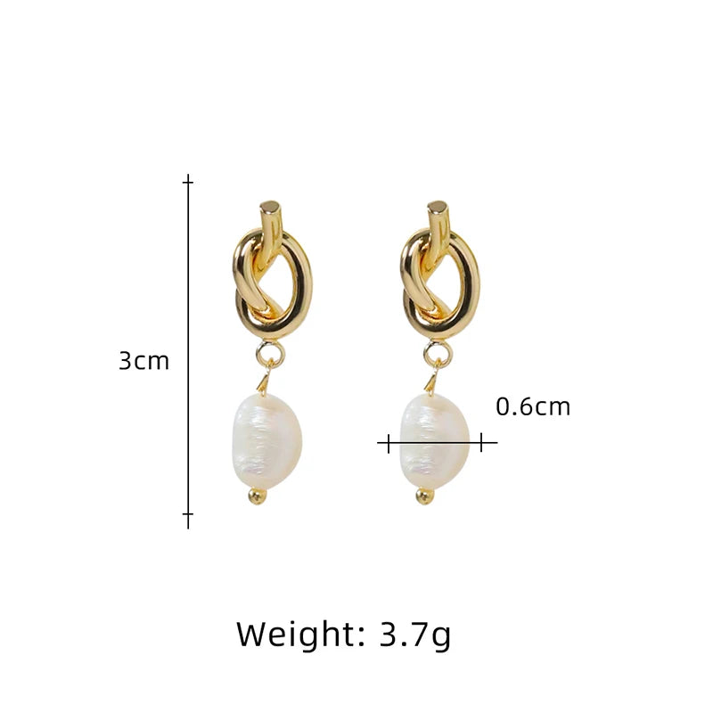 Natural Freshwater Baroque Pearl Earrings Korean Women's Luxury Jewelry Fashion Women's and Girls' Gifts GE1557