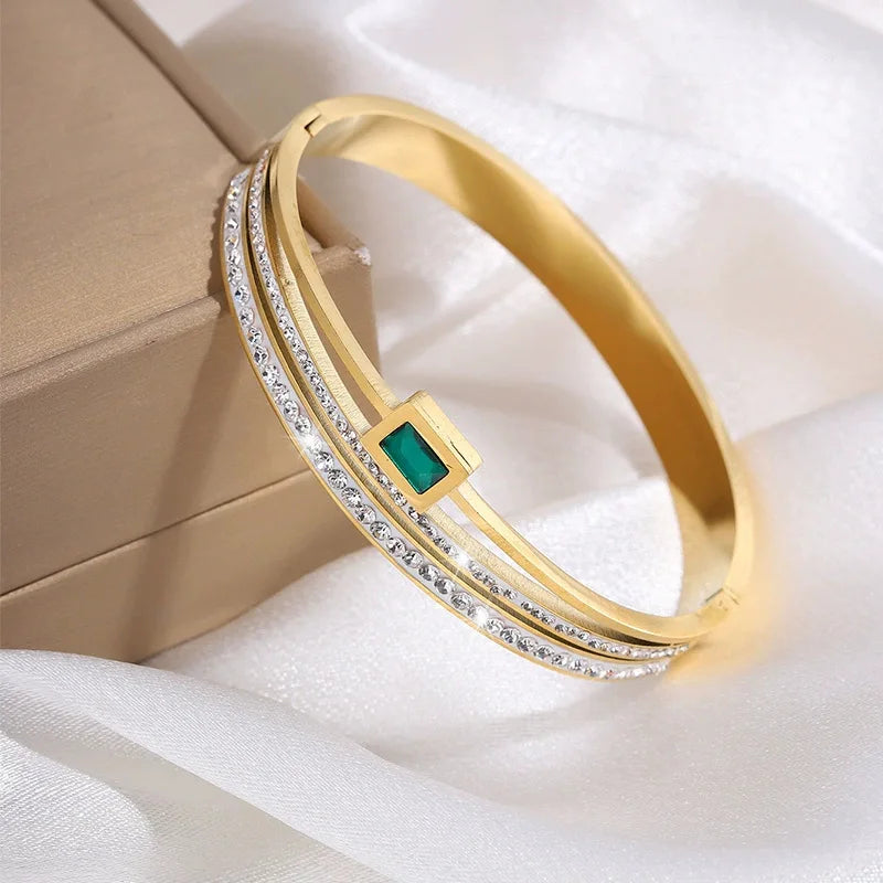 REBEL Stainless Inoxydable Stainless Steel 18K Gold Plated Roman Women Fashion Jewelry Bracelets Bangles