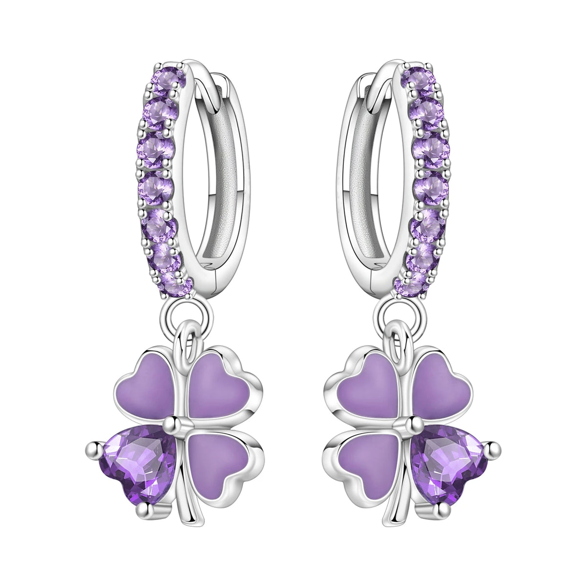 S&S Zircon Drop & Hoop Earrings | Snowflake, Feather & Clover | S&S