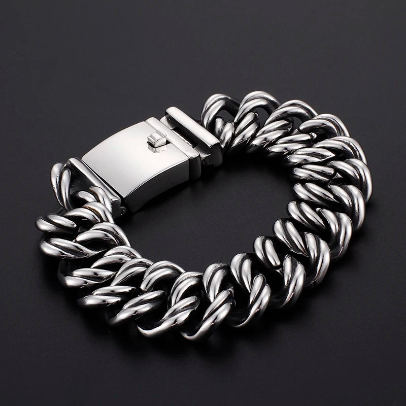 KALEN Chunky Casting Rope Fashion Stainless Steel Bracelet Jewelry