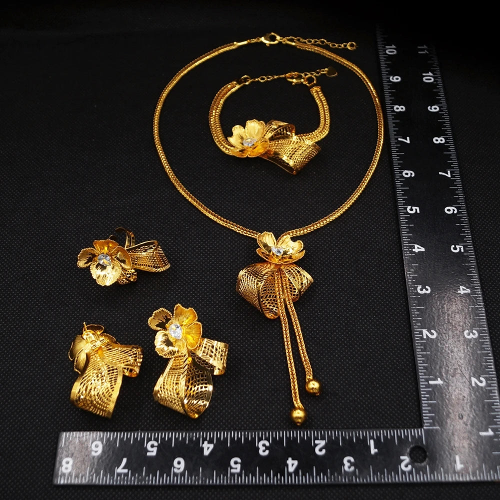 Italian Jewelry Set Alloy Brazilian Jewelry Sets Wedding Party Pendant Necklace Bracelet Ring Earrings Jewelry Set HE2550220