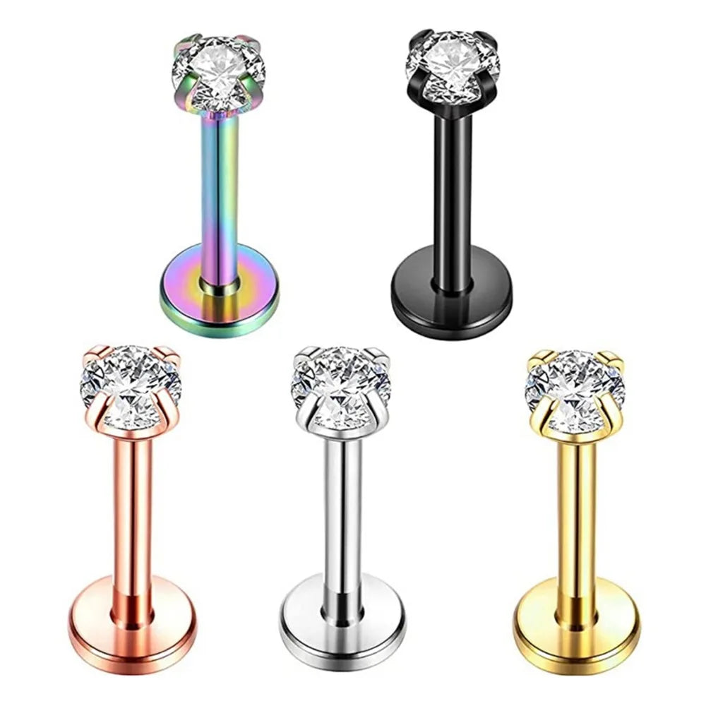 S&S ASTM F136 Titanium Opal Labret Stud | Silver | 1.2×8mm