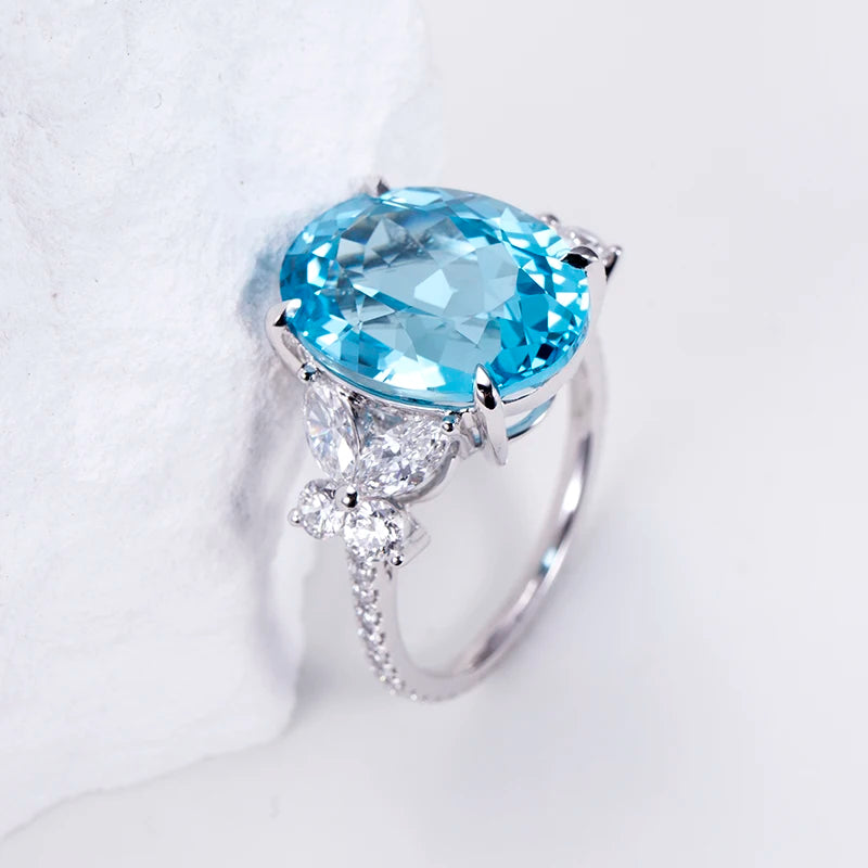 Gemfiori Messi Jewelry MSR-1532 Luxury PT 950 Stackable Ring Lab Gem Stone