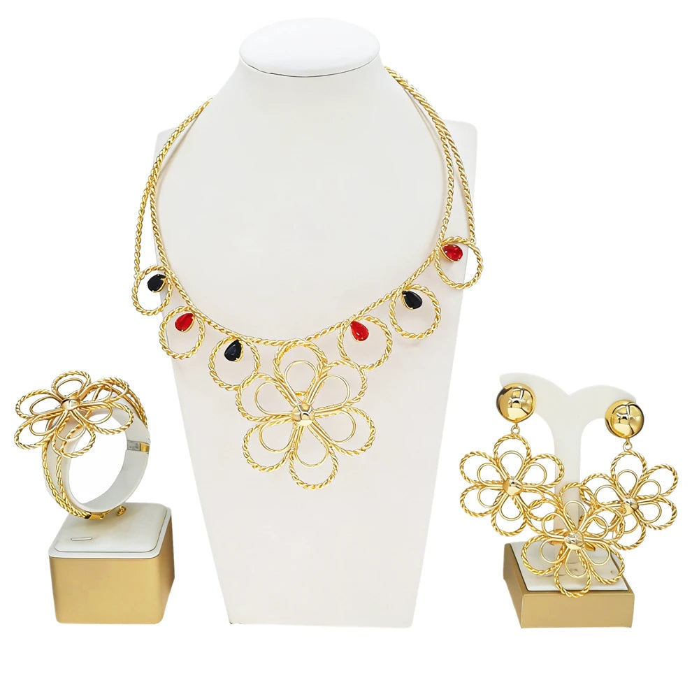 Italian Jewelry Set Alloy Brazilian Jewelry Sets Wedding Party Pendant Necklace  Earrings Jewelry Set  HK050022