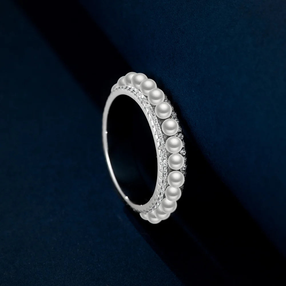 MuShan Jewelry Factory 2026 European American Minimalist Wedding Ring S925 Silver Platinum Plated Beaded Half Hole 2.5mm Cold