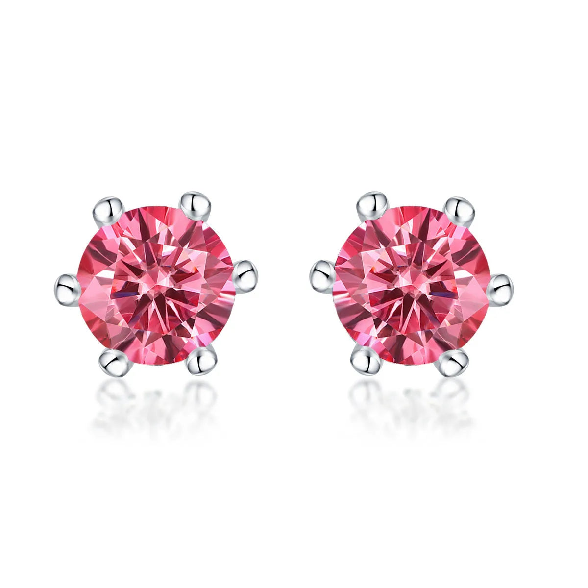 Six Claws Snowflake Moissanite Pink Blue Diamond Stud Earring 925 Sterling Silver Moissanite Earring Women Jewelry