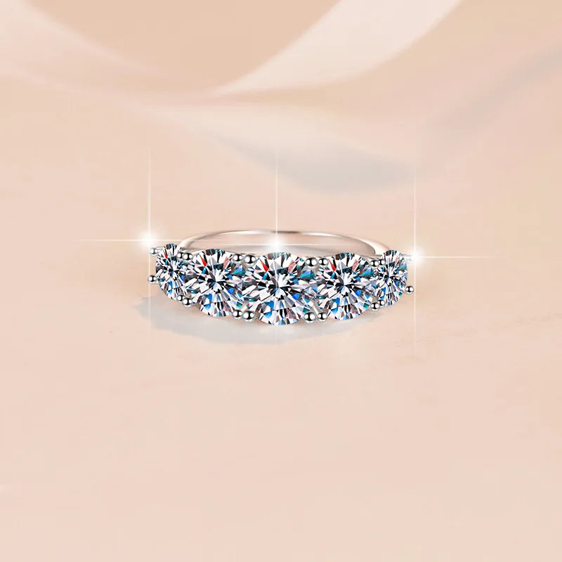 Fine 3.6CT VVS1 D Moissanite Row Rings 925 Sterling Silver Jewelry Pass Diamond Tester Colored Moissanite Rings for Women